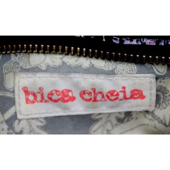 BICA CHEIA BLACK CRINKLED GENUINE LEATHER SUEDE TOTE SHOULDER BAG HANDBAG PURSE - Picture 8 of 10